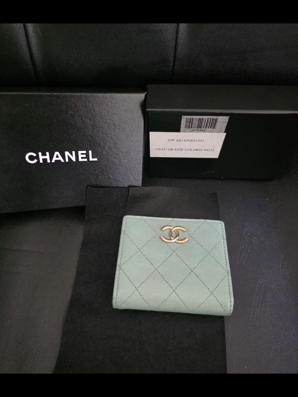 Chanel Quilted Mint Green CC Logo Wallet